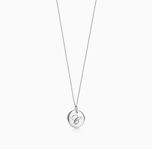 Tiffany Notes Alphabet disc charm pendant necklace